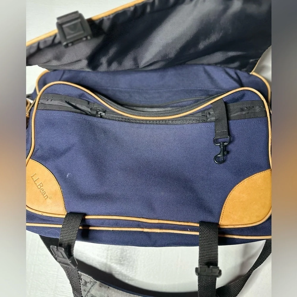 LL Bean Navy Sportsman's Deluxe Briefcase Bag Crossbody Travel